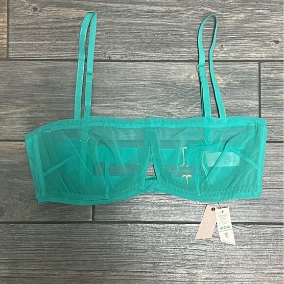 NWT We are HAH Free People Bra Fits 30-38C Teal Mesh Sheer 30C 32C 34C 36C 38C - Picture 6 of 14